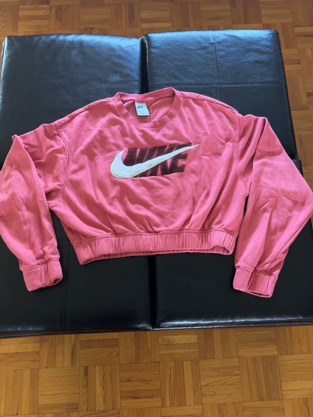 Nike Pink Cropped Sweatshirt with Contrasting Swoosh